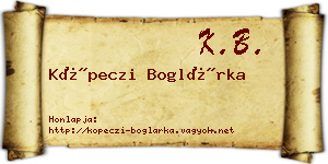 Köpeczi Boglárka névjegykártya
